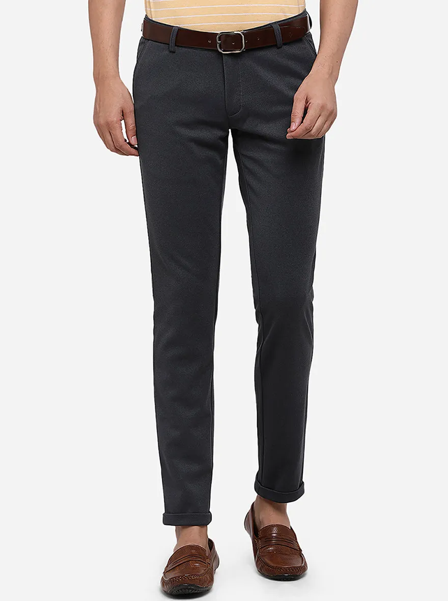 Dark Grey Solid Venice Fit Casual Trouser | JadeBlue