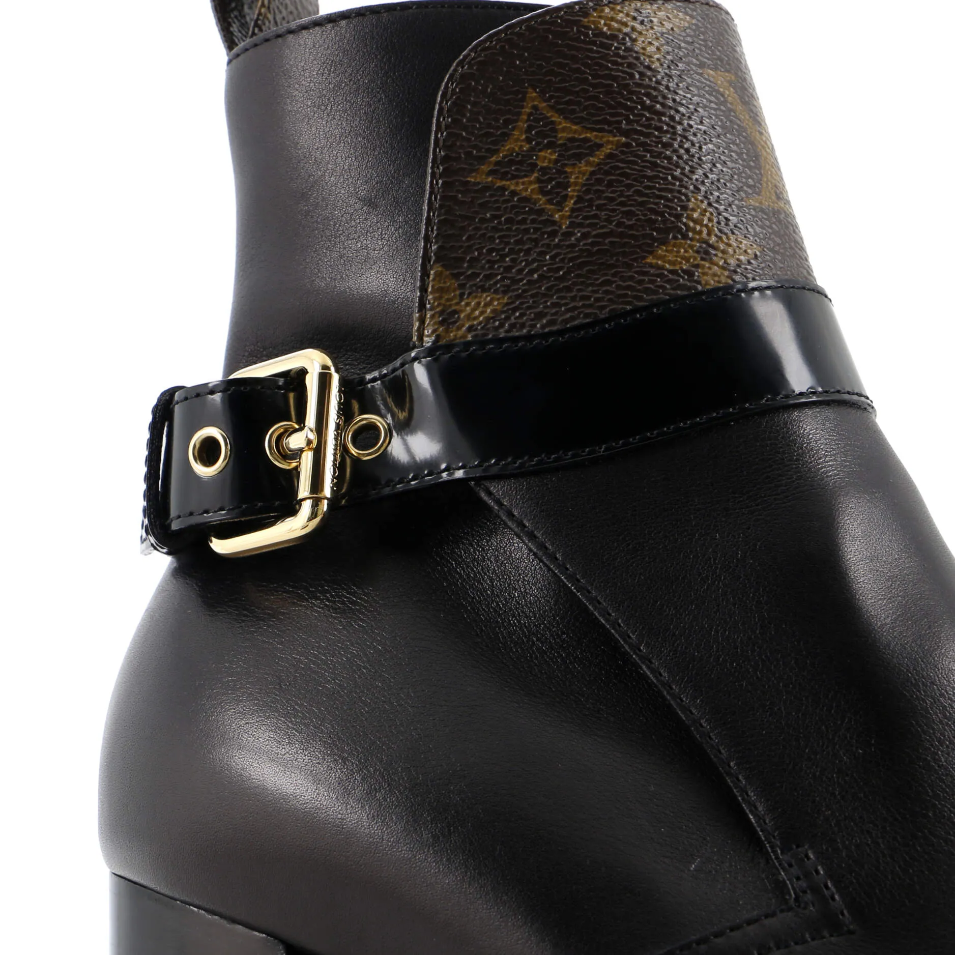 Designer Women's Star Trail Buckle Ankle Boots Leather with Monogram Canvas