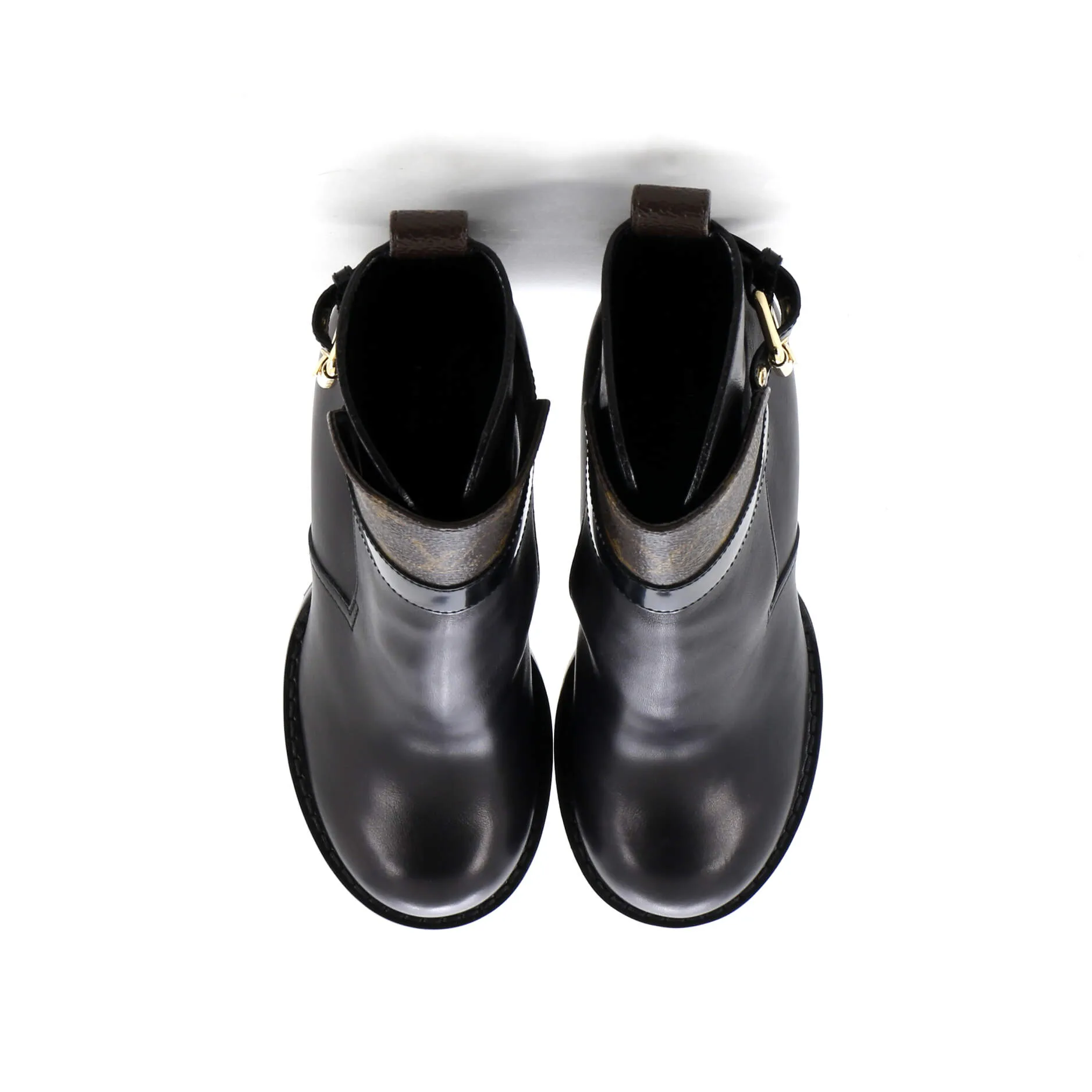Designer Women's Star Trail Buckle Ankle Boots Leather with Monogram Canvas