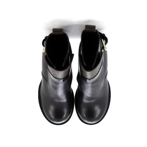 Designer Women's Star Trail Buckle Ankle Boots Leather with Monogram Canvas