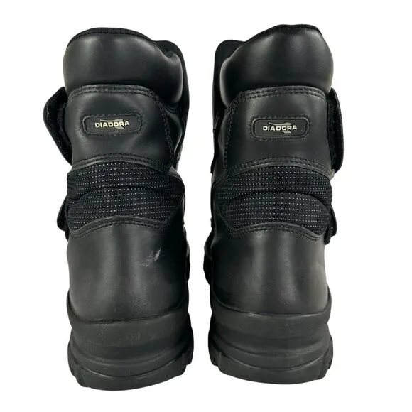 Diadora Veratex Men Size 10 Motorcycle Riding Black Leather Biker Cruising Boots