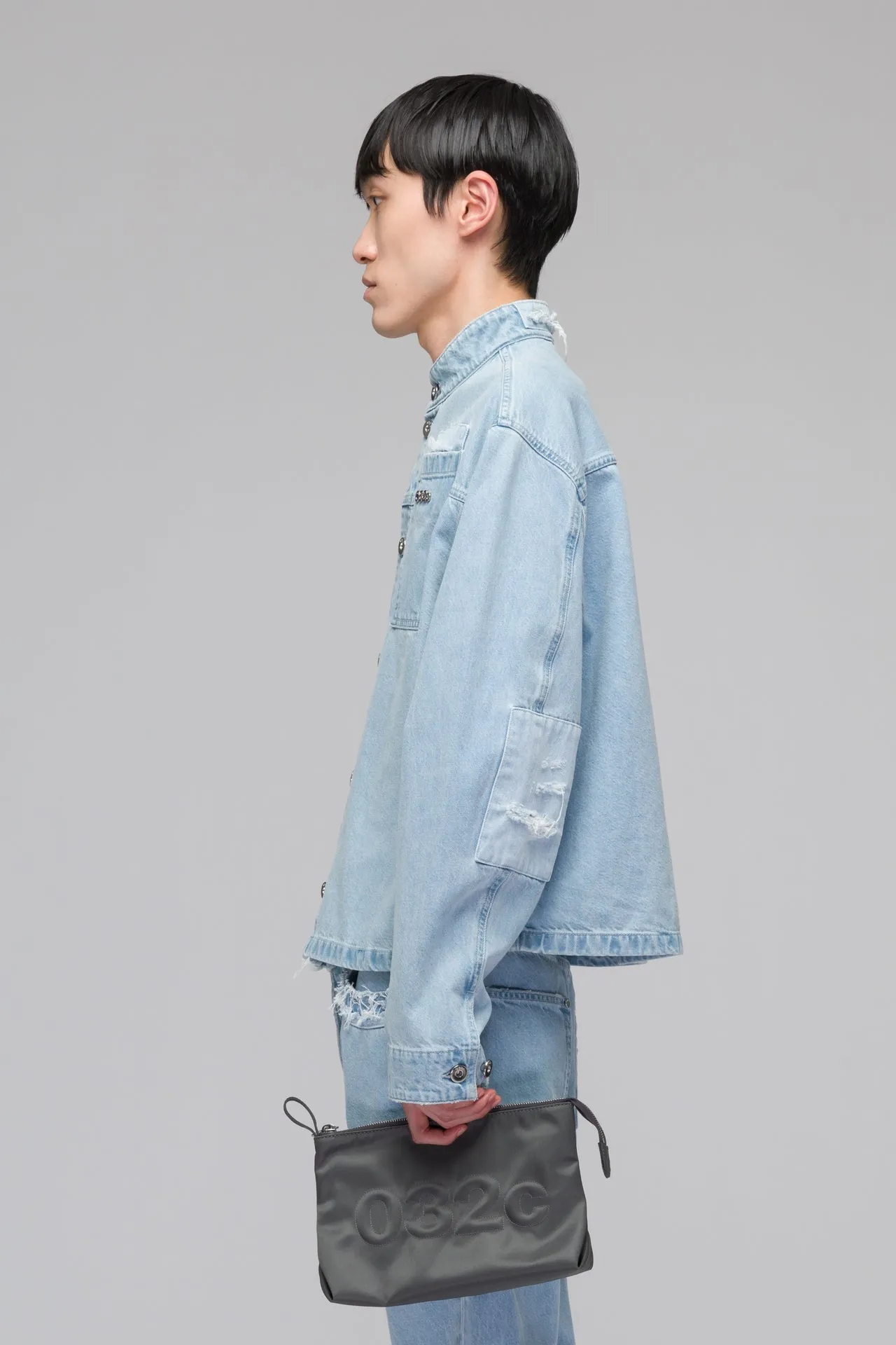 DOUBLE SHIFT PATCHWORK DENIM JACKET - LIGHT BLUE