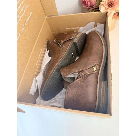 Dr. Scholl's Shoes Womens Astir Brown Faux Suede Ankle Booties Shoes NWT