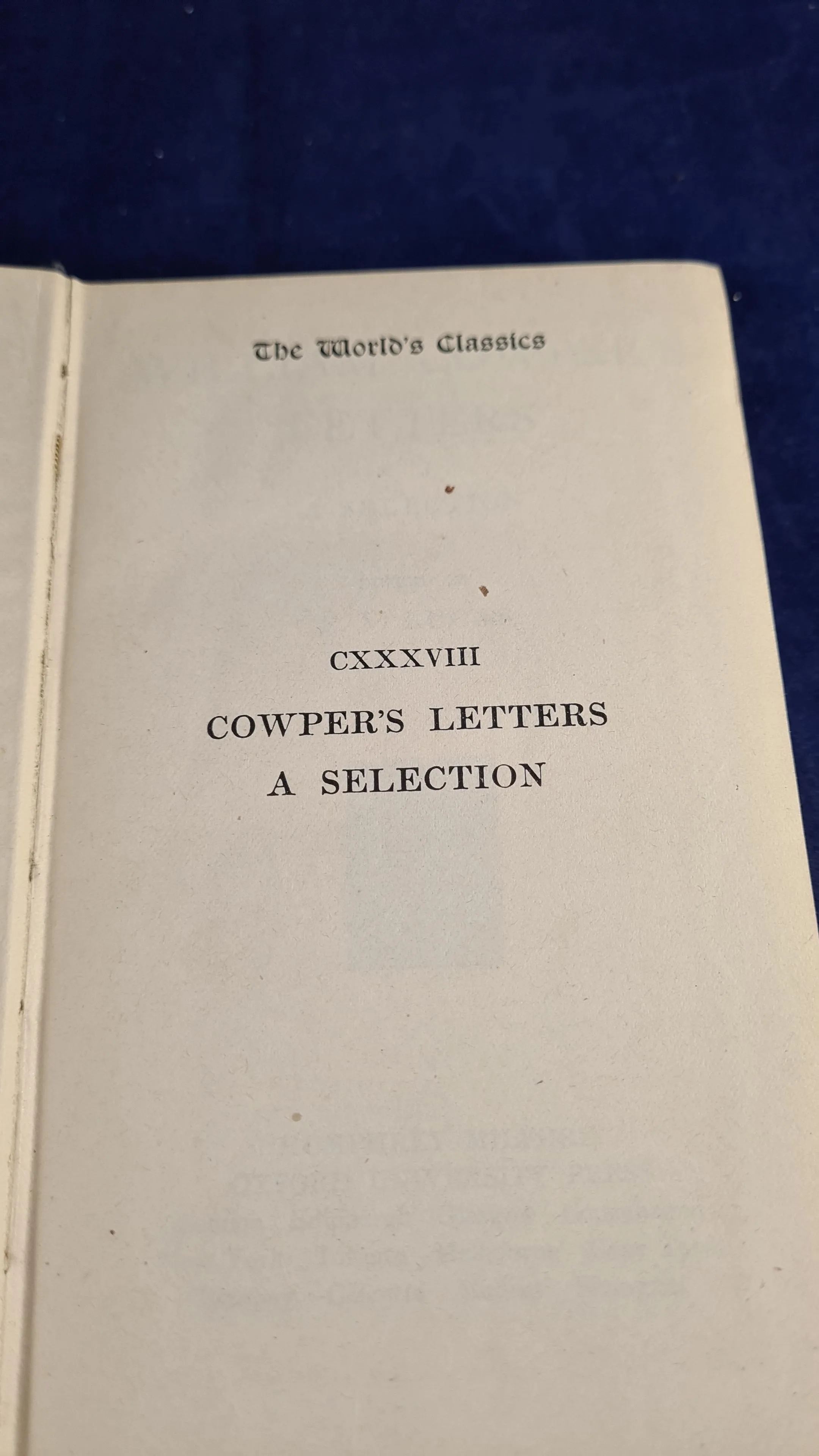 E V Lucas - William Cowper's Letters, Oxford University, 1924