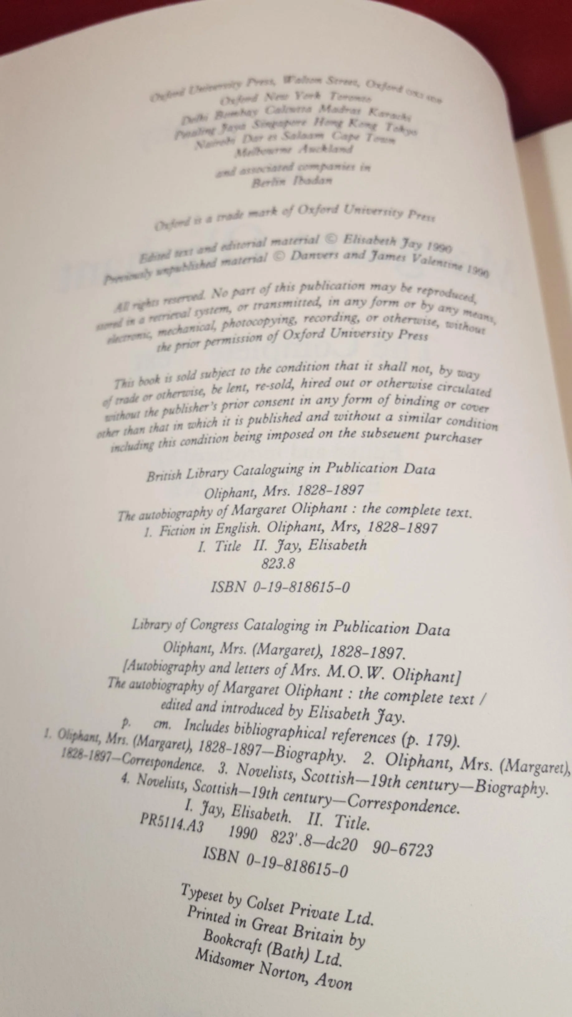 Elisabeth Jay - The Autobiography of Margaret Oliphant, Oxford University Press, 1990