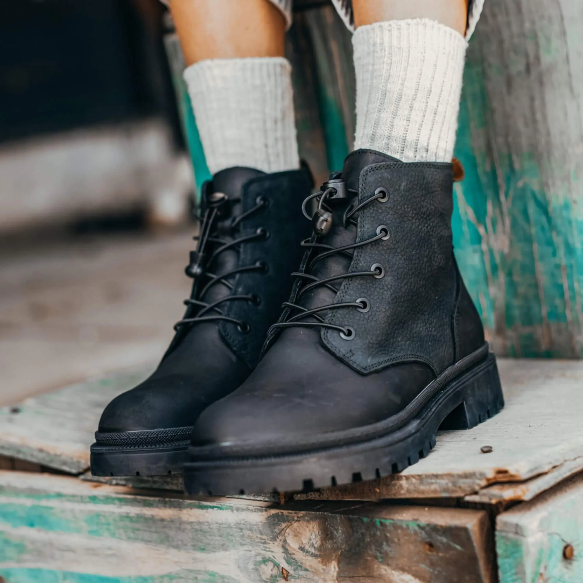 Explorer Black Rustic Women's Ankle Boot