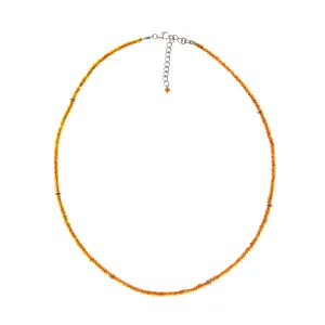 Faceted Carnelian Gemstone Necklace - Sterling Silver Clasp