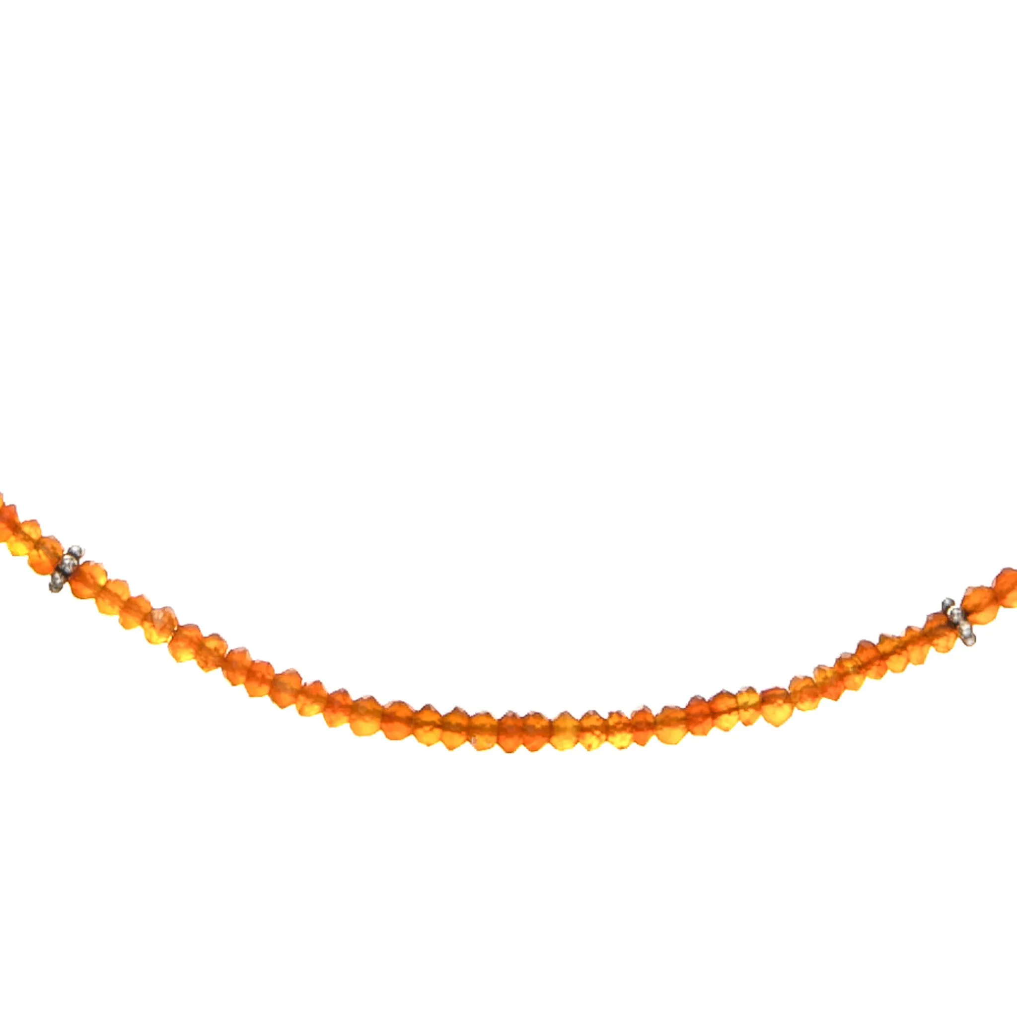 Faceted Carnelian Gemstone Necklace - Sterling Silver Clasp