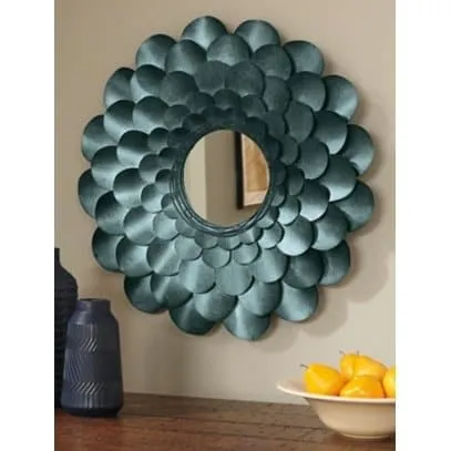 Floral Petal Mirror in Teal