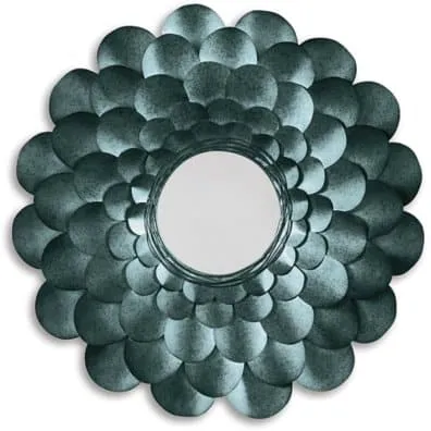 Floral Petal Mirror in Teal
