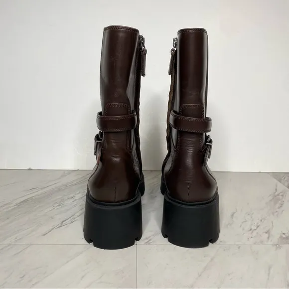 Franco Sarto Emerson Brown Leather Lug Sole Boot 8 1/2 M