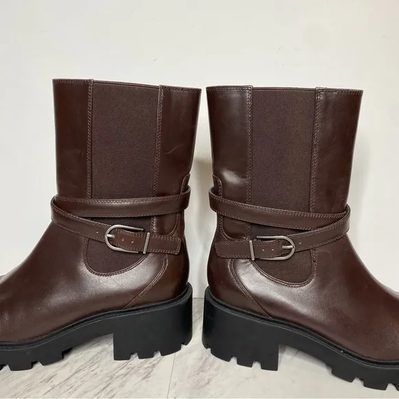 Franco Sarto Emerson Brown Leather Lug Sole Boot 8 1/2 M