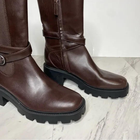 Franco Sarto Emerson Brown Leather Lug Sole Boot 8 1/2 M