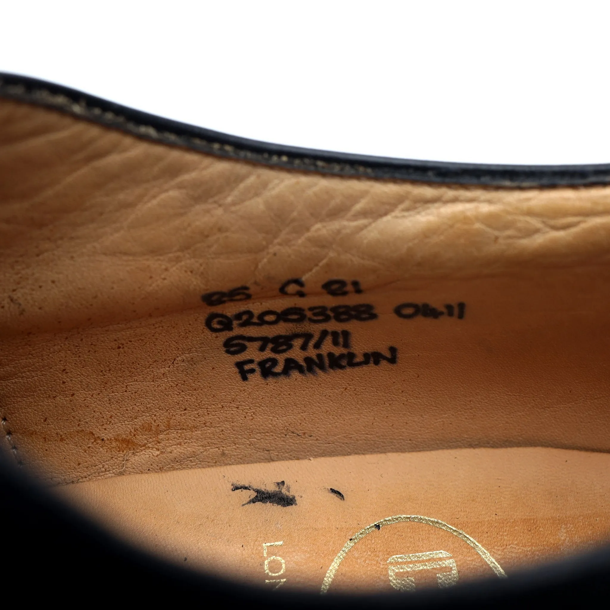 'Franklin' Black Leather Brogues UK 8.5 G