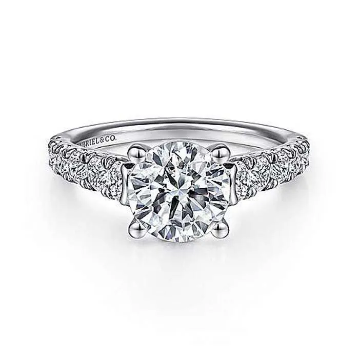 Gabriel & Co. "Piper" Round Diamond Engagement Ring Semi-Mounting in 14K White Gold
