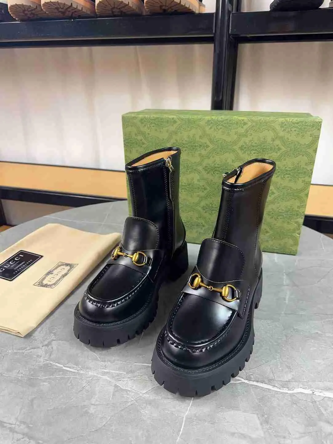 GG HORSEBIT ANKLE BOOTS LEATHER BLACK