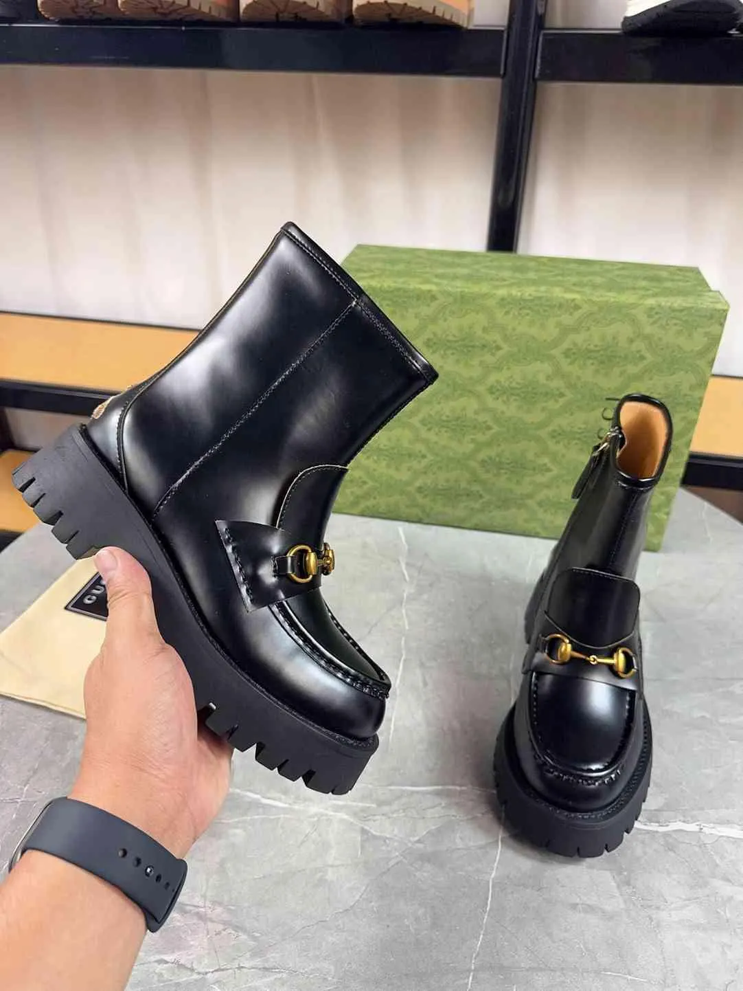 GG HORSEBIT ANKLE BOOTS LEATHER BLACK