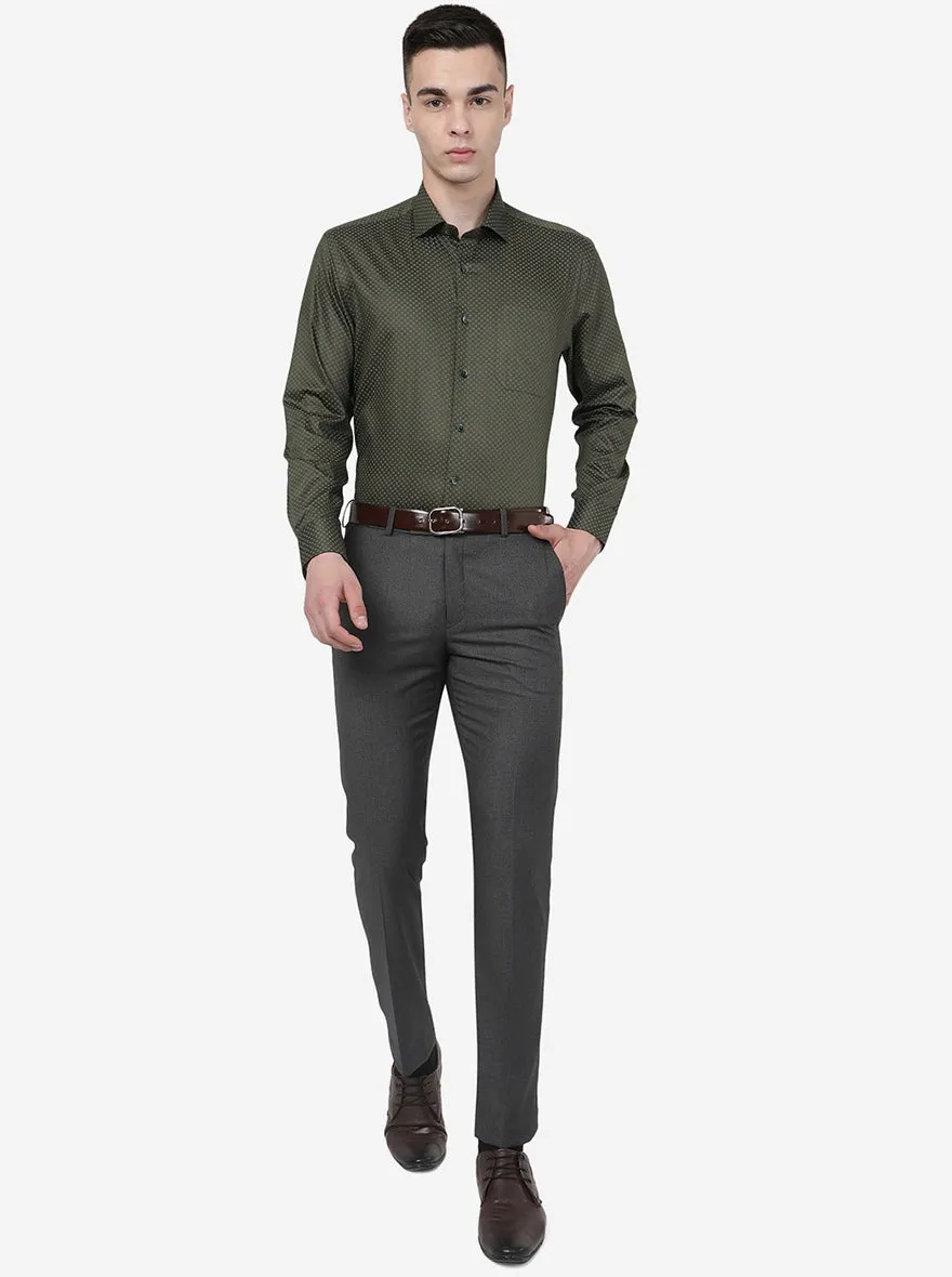 Green Printed Regular Fit Formal Shirt | JadeBlue