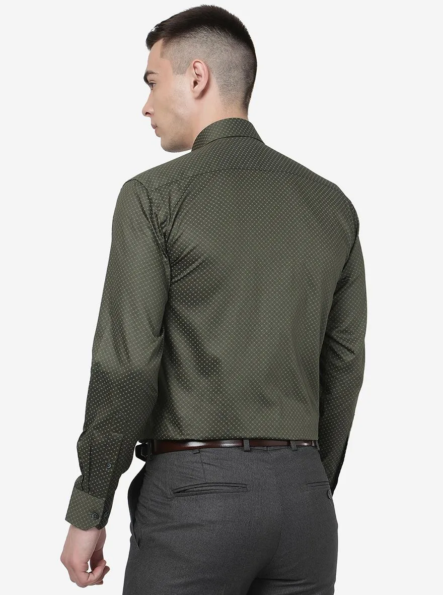 Green Printed Regular Fit Formal Shirt | JadeBlue