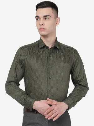 Green Printed Regular Fit Formal Shirt | JadeBlue