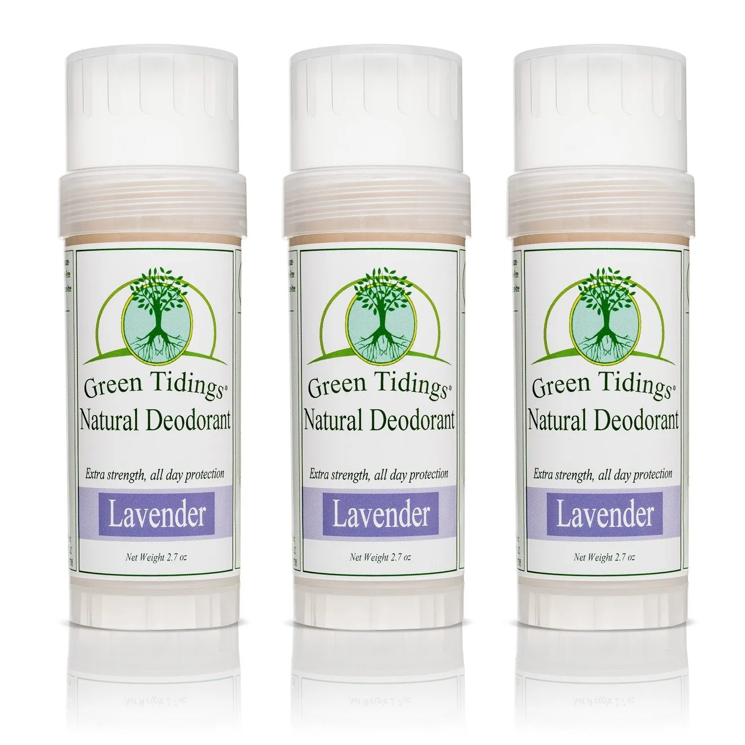Green Tidings All Natural Deodorant- Lavender, 2.7 Ounces 3 PACK