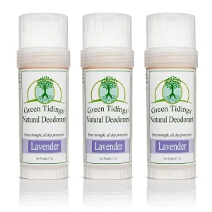 Green Tidings All Natural Deodorant- Lavender, 2.7 Ounces 3 PACK