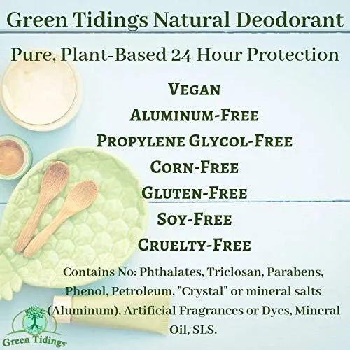 Green Tidings All Natural Deodorant- Lavender, 2.7 Ounces 3 PACK