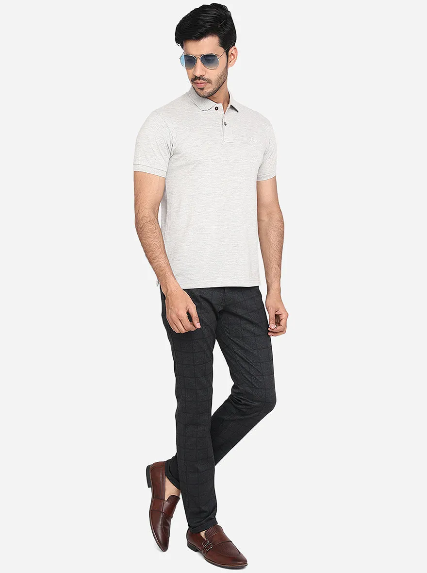Grey Checked Venice Fit Casual Trouser | JadeBlue