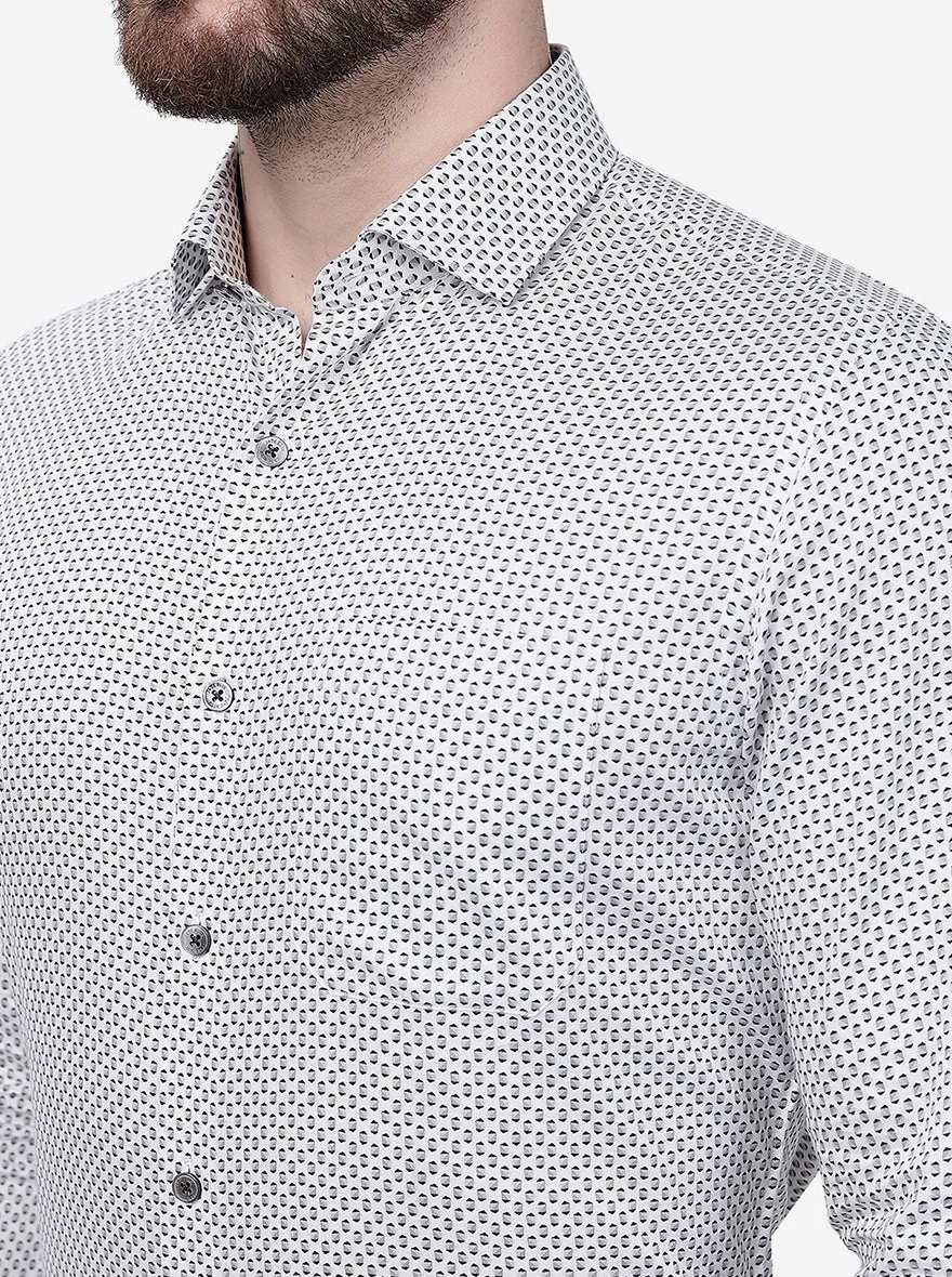Grey Printed Slim Fit Formal Shirt | JadeBlue