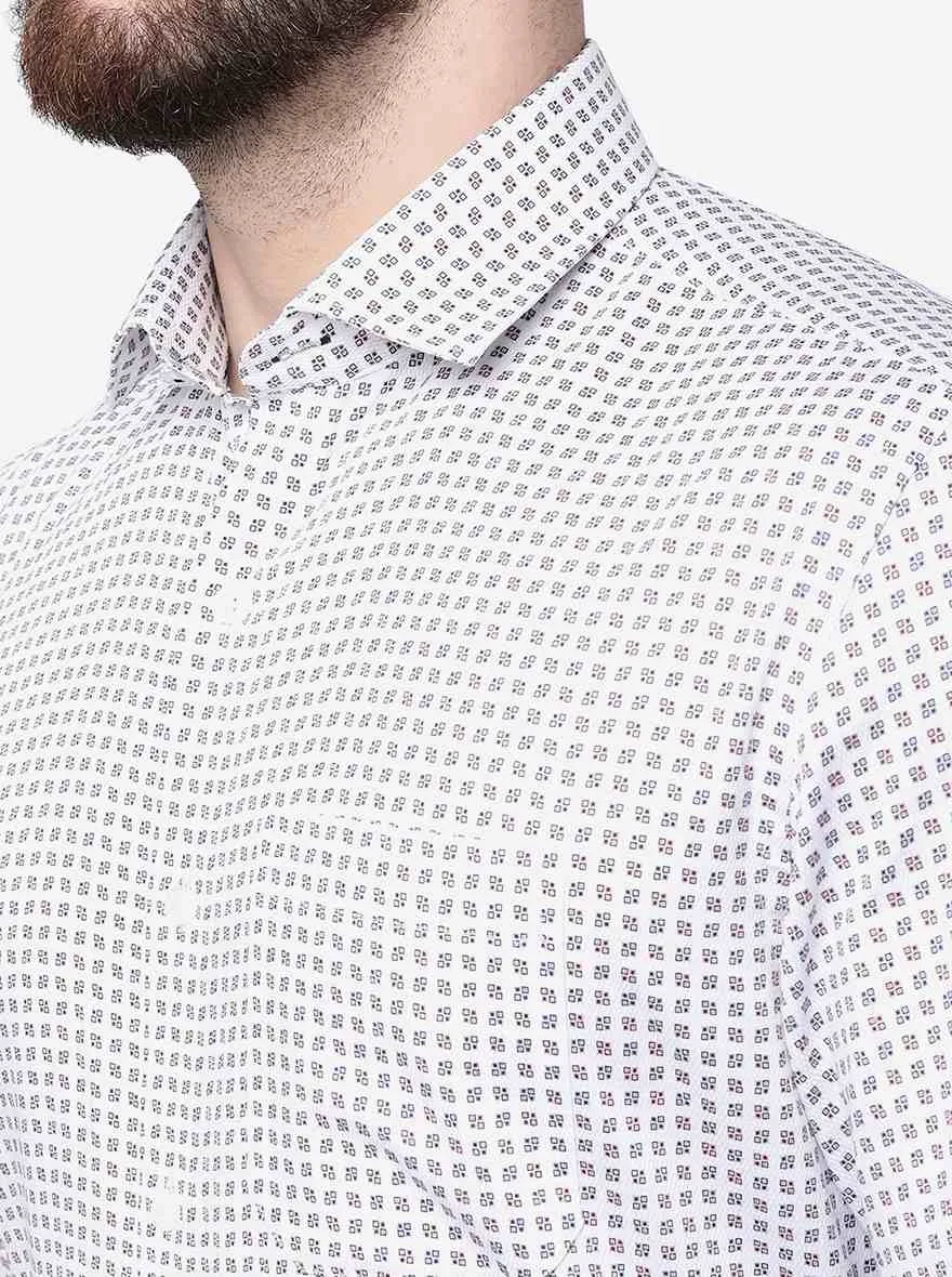 Grey Printed Slim Fit Formal Shirt | JadeBlue