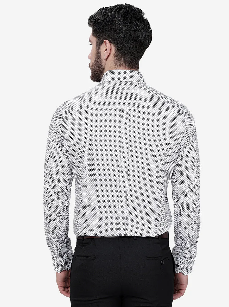 Grey Printed Slim Fit Formal Shirt | JadeBlue