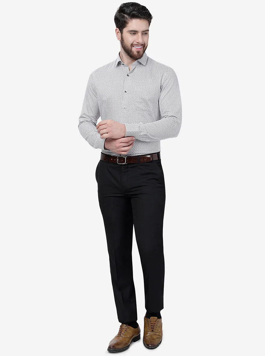 Grey Printed Slim Fit Formal Shirt | JadeBlue