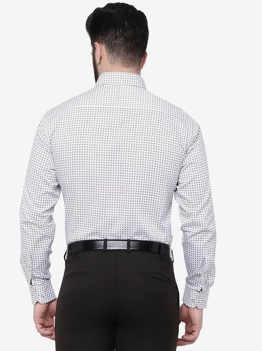 Grey Printed Slim Fit Formal Shirt | JadeBlue