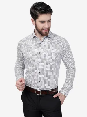 Grey Printed Slim Fit Formal Shirt | JadeBlue