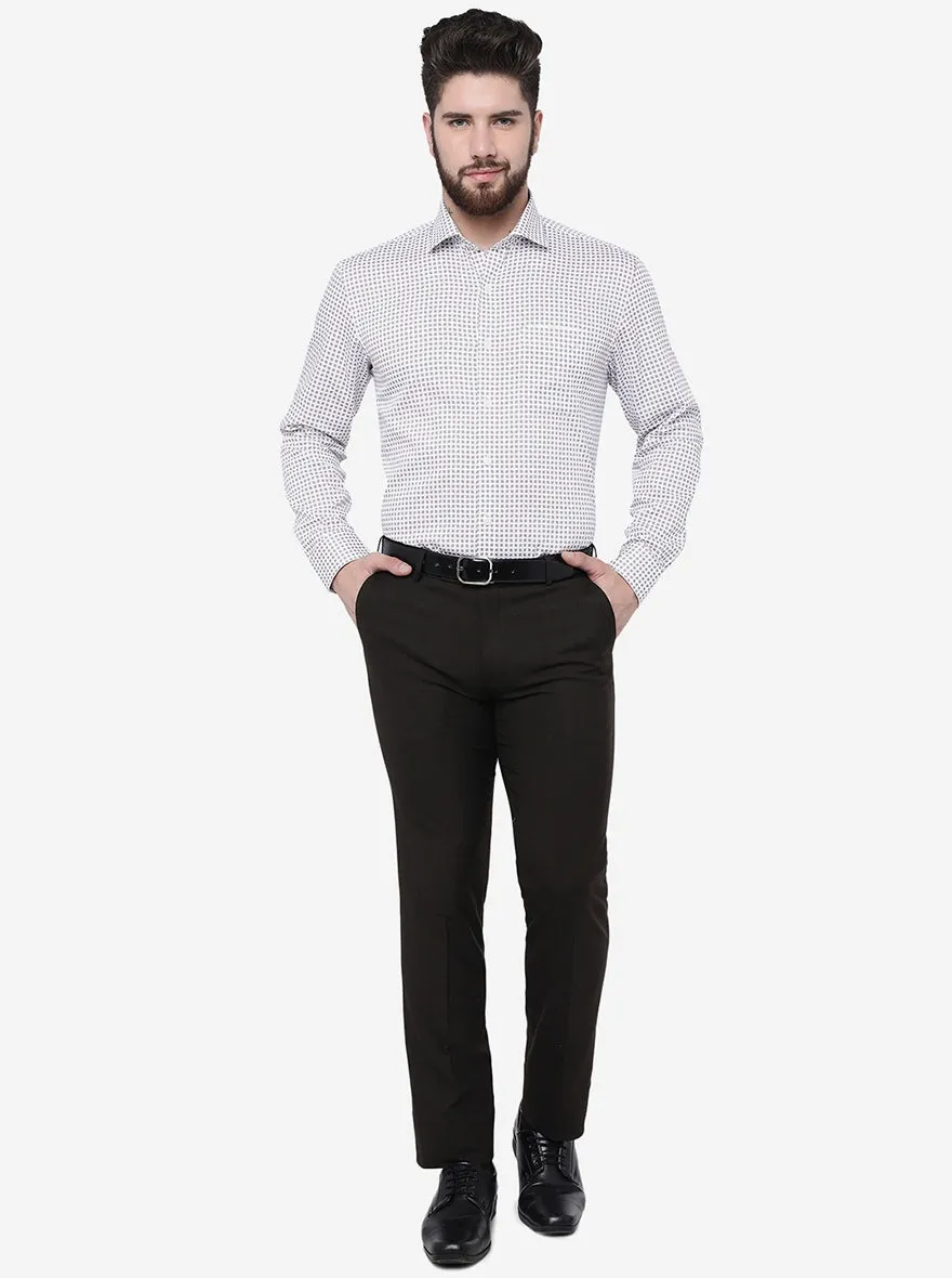 Grey Printed Slim Fit Formal Shirt | JadeBlue