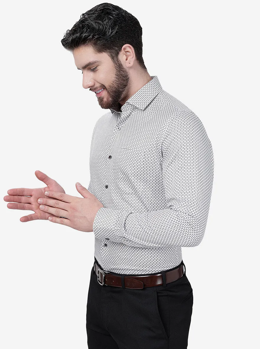Grey Printed Slim Fit Formal Shirt | JadeBlue