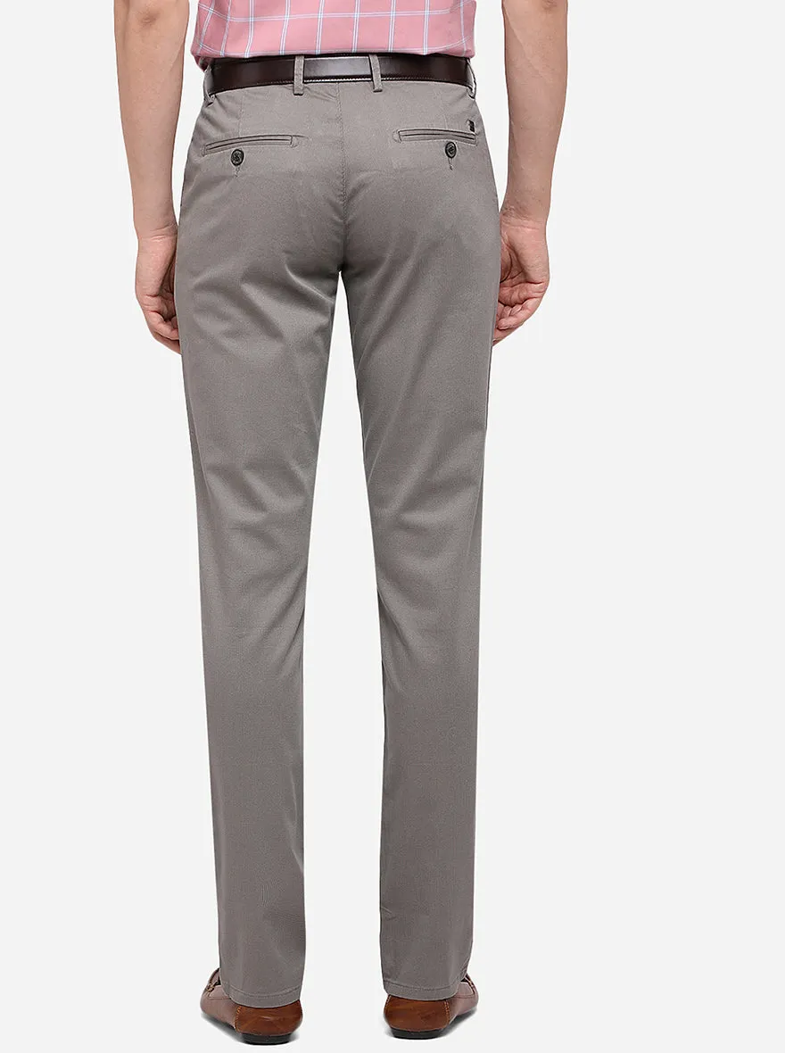 Grey Solid Slim Fit Casual Trouser | JadeBlue