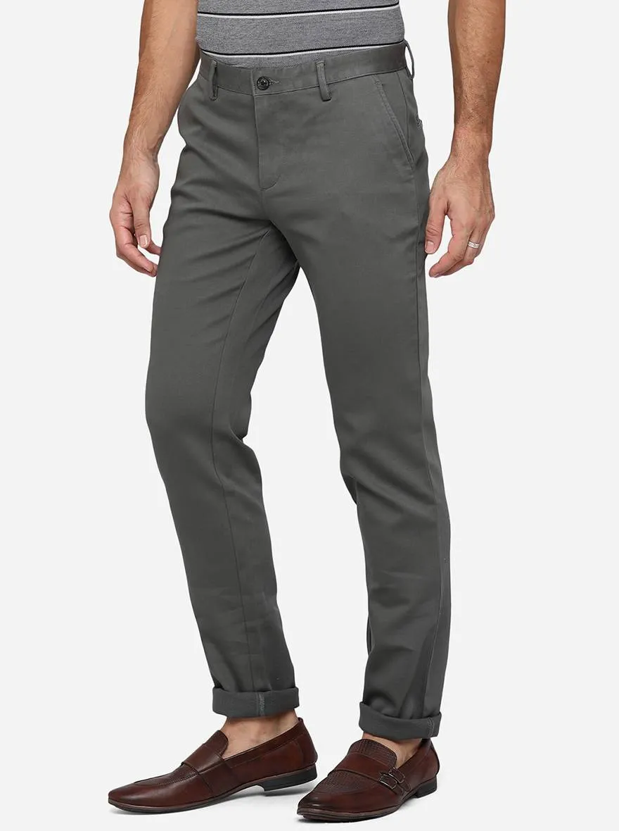 Grey Solid Uno Fit Casual Trouser | JadeBlue