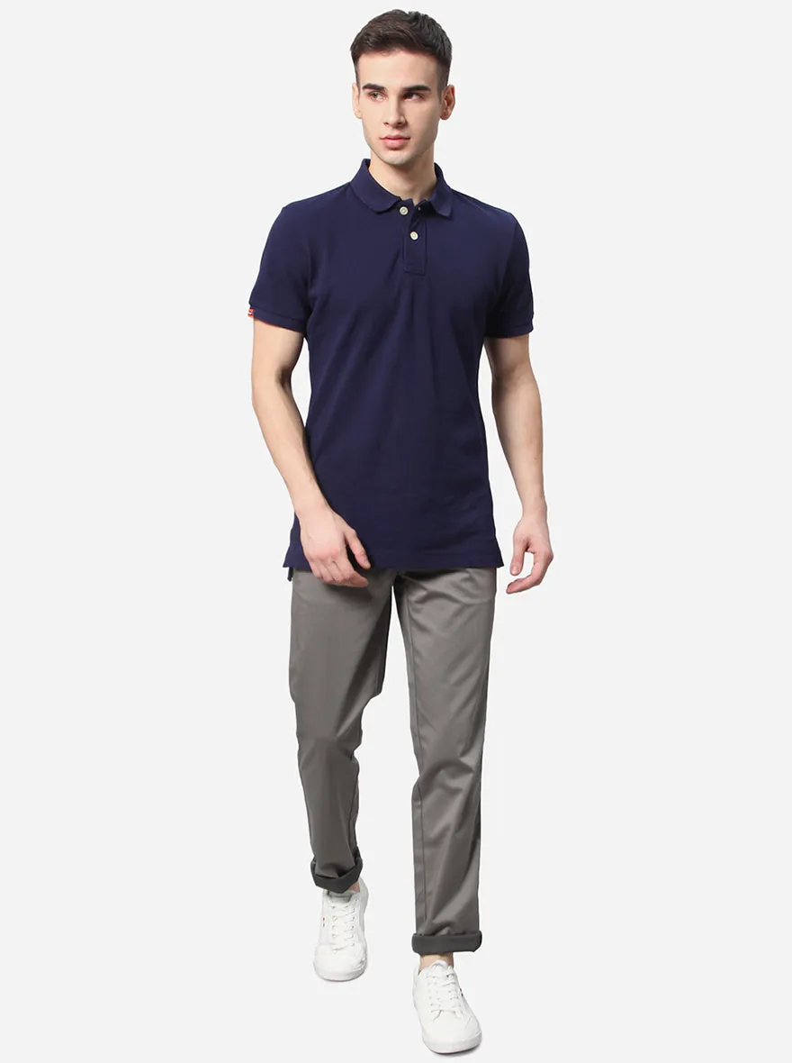 Grey Solid Uno Fit Casual Trouser | JadeBlue
