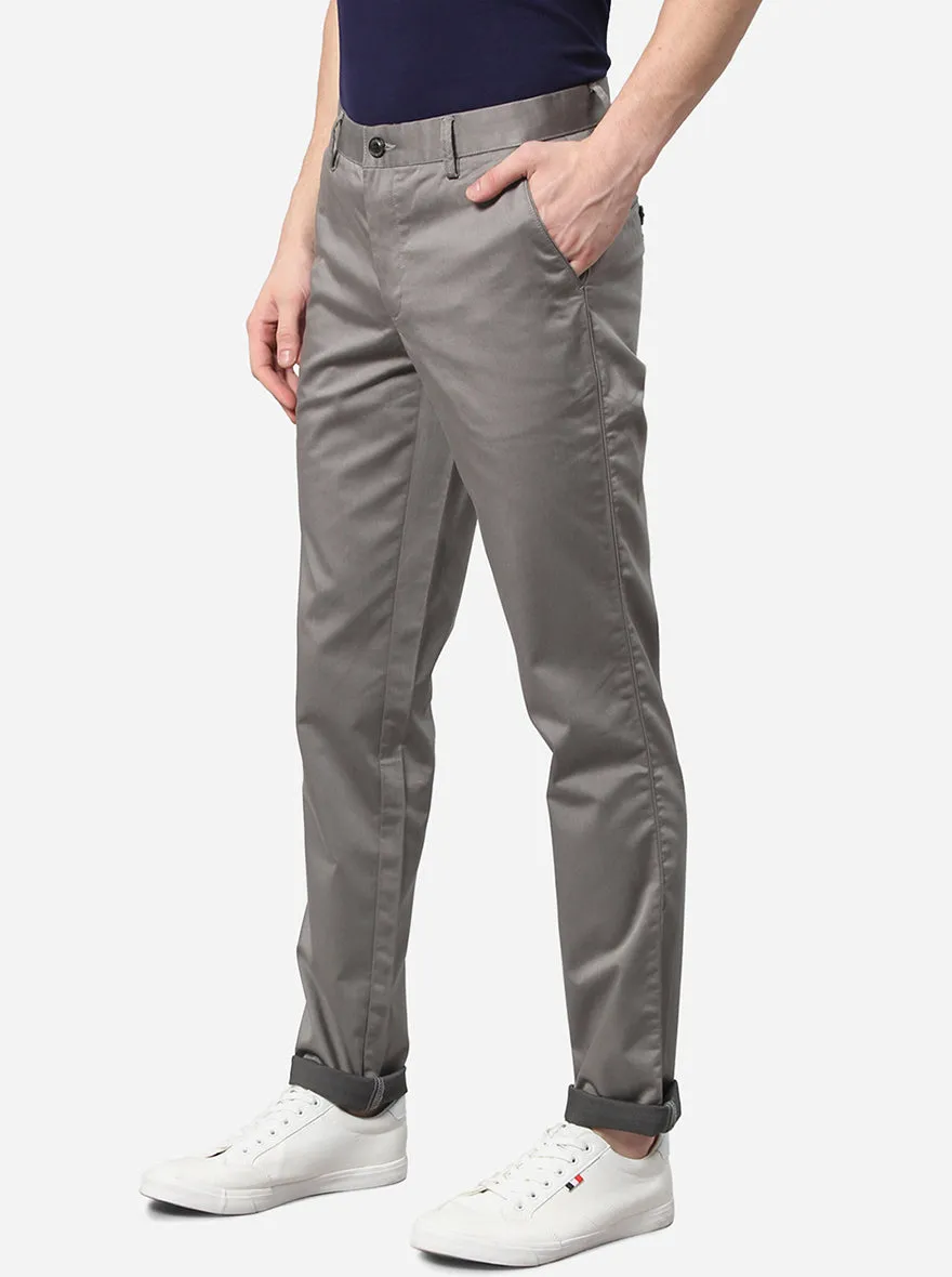 Grey Solid Uno Fit Casual Trouser | JadeBlue