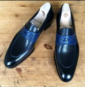 Handmade Mens Two tone Leather shoes moccasins Loafer, Men leather shoes