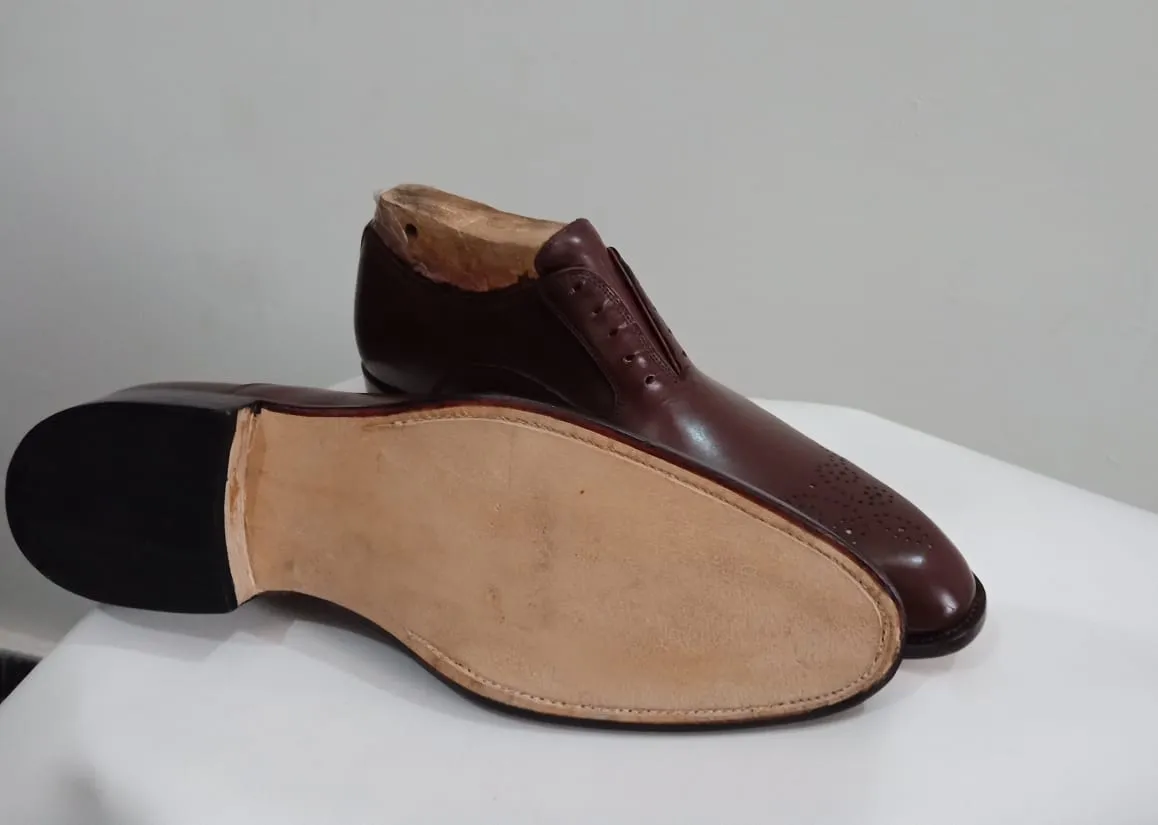 Handmade Oxford Brogue Leather Dress Shoes for Men