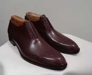 Handmade Oxford Brogue Leather Dress Shoes for Men