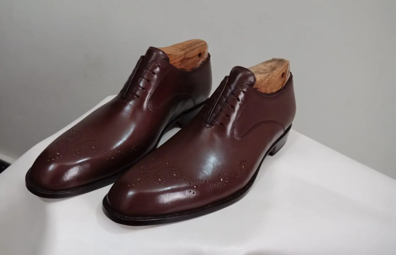 Handmade Oxford Brogue Leather Dress Shoes for Men