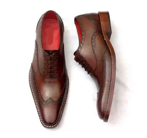 Handmade Wing Tip Brogue Leather Formal Shoes for Men