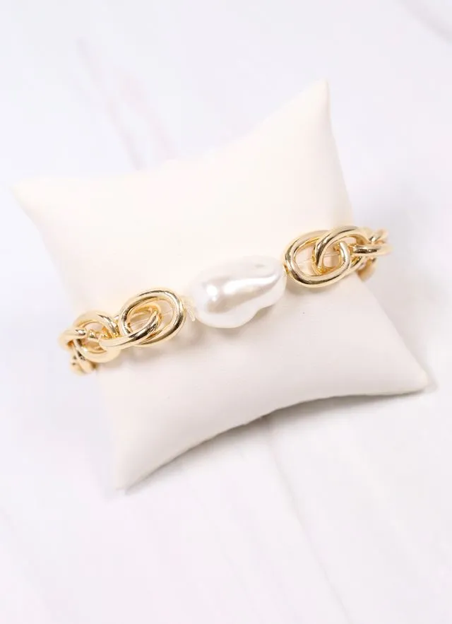 Harrie Link Bracelet with Pearl Gold