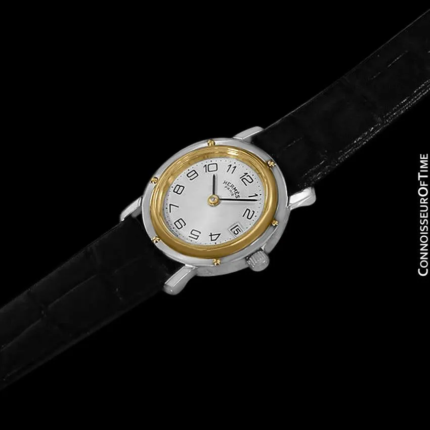 Hermes Clipper Ladies Quartz Watch - Stainless Steel & 18K Gold Plated