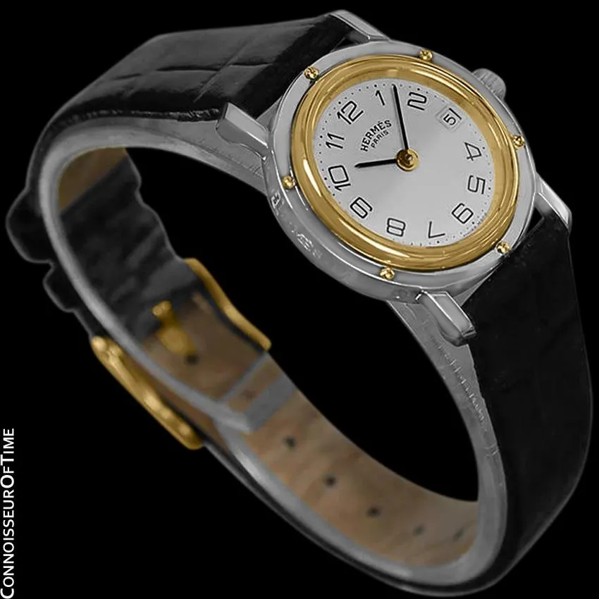 Hermes Clipper Ladies Quartz Watch - Stainless Steel & 18K Gold Plated