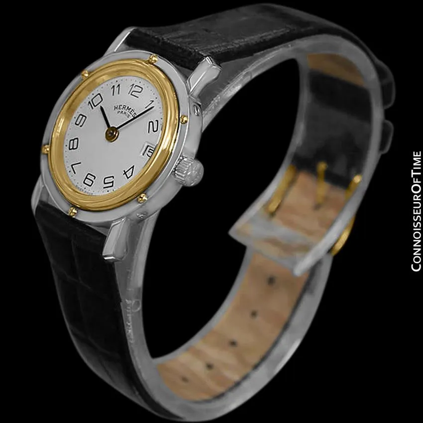 Hermes Clipper Ladies Quartz Watch - Stainless Steel & 18K Gold Plated