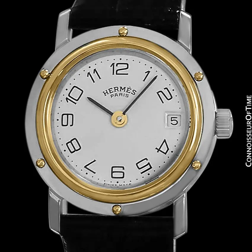 Hermes Clipper Ladies Quartz Watch - Stainless Steel & 18K Gold Plated